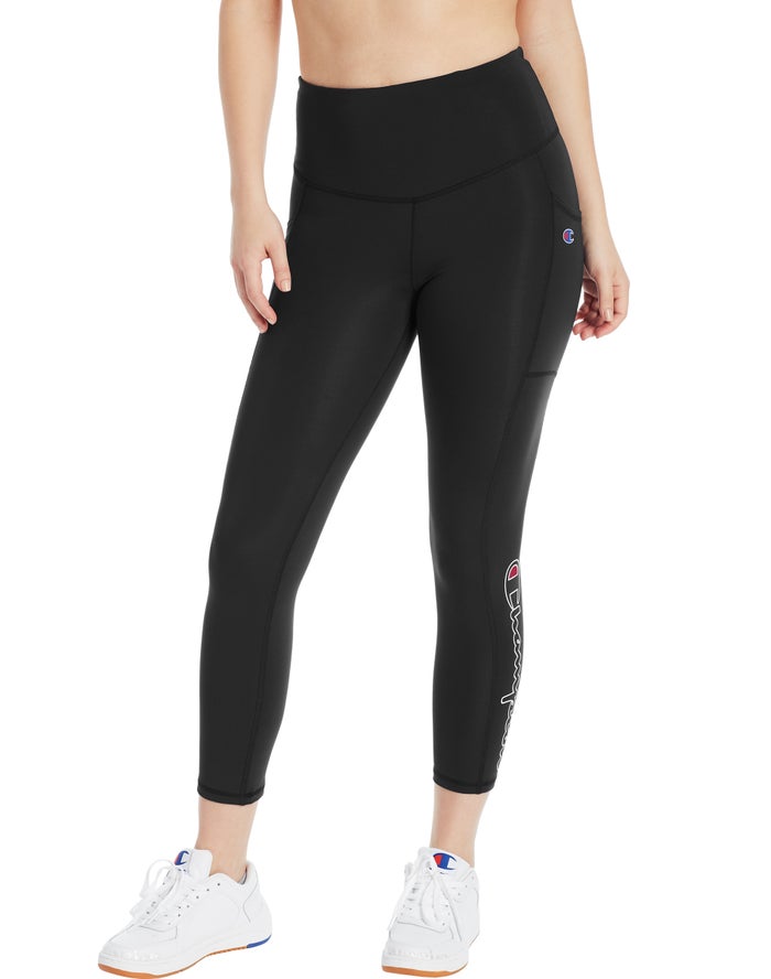 Champion Womens Leggings NZ - Absolute 3/4 Pocket Black ( 1873-ZOBMV )